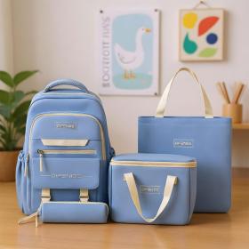 Ensemble de sac à dos kawaii 4Pcs avec porte manger isotherme bleu – طقم 4 قطع محفظة مع حقيبة حفظ الطعام