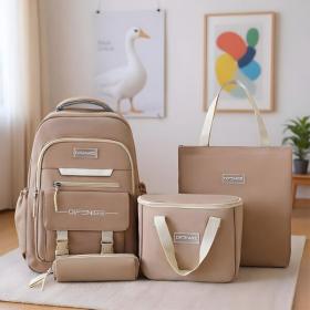 Ensemble de sac à dos kawaii 4Pcs avec porte manger isotherme beige – طقم 4 قطع محفظة مع حقيبة حفظ الطعام 